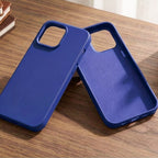 digitaley.co deep navy matte silicone iPhone case with soft-touch finish and microfiber lining.