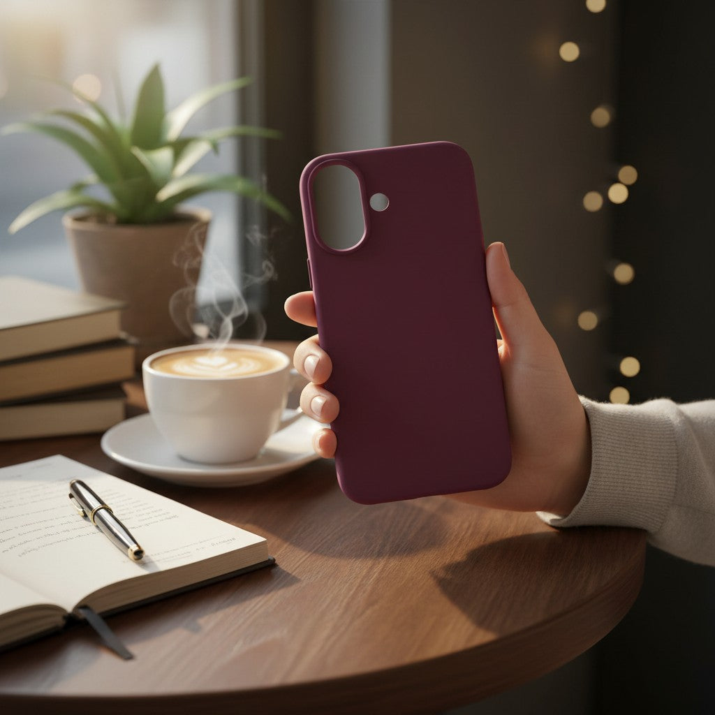 digitaley.co Fuchsia premium silicone phone case with velvet interior and camera protection.