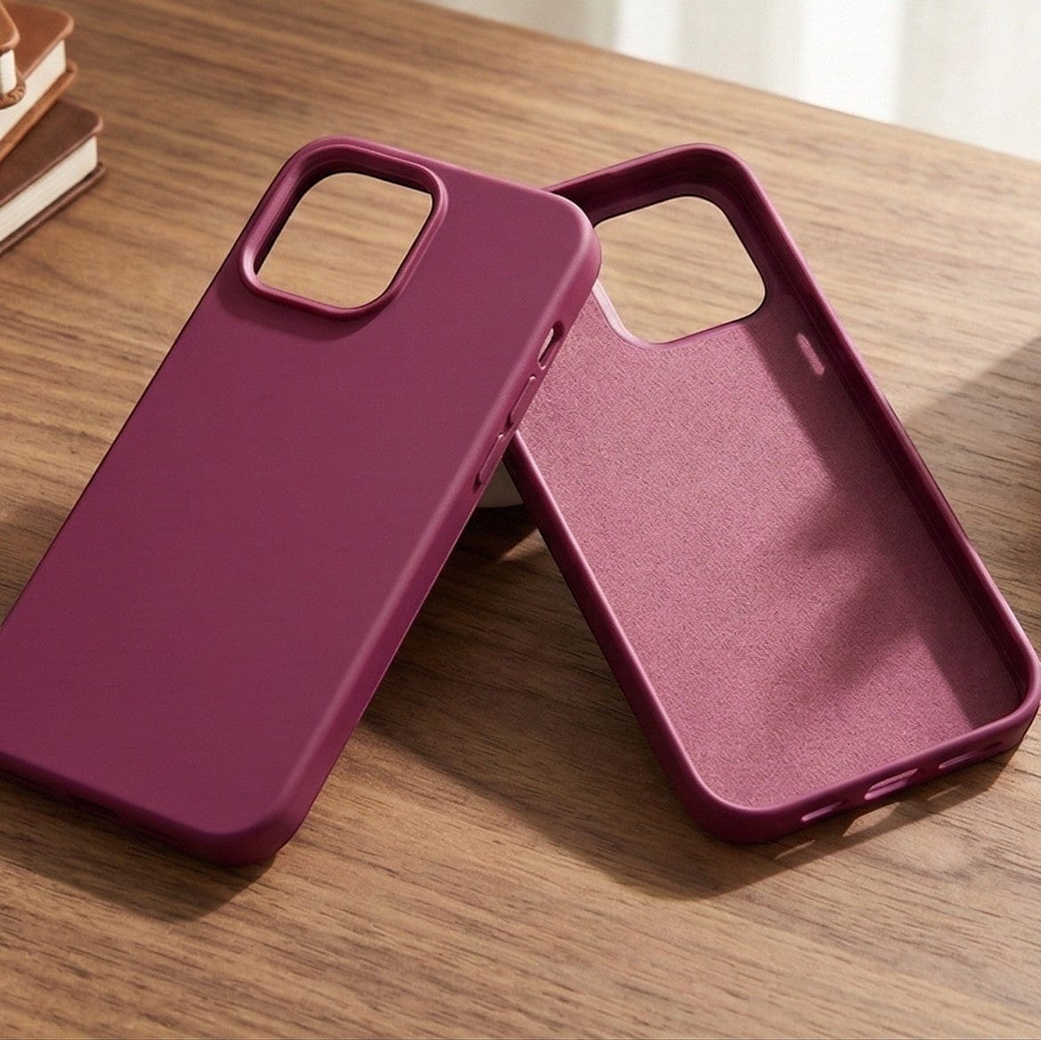 digitaley.co Plum iPhone case, premium matte silicone with soft-touch finish and microfiber lining.