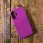 digitaley.co purple silicone iPhone case with a 3D tea glass motif on the back. Slim-waist design.