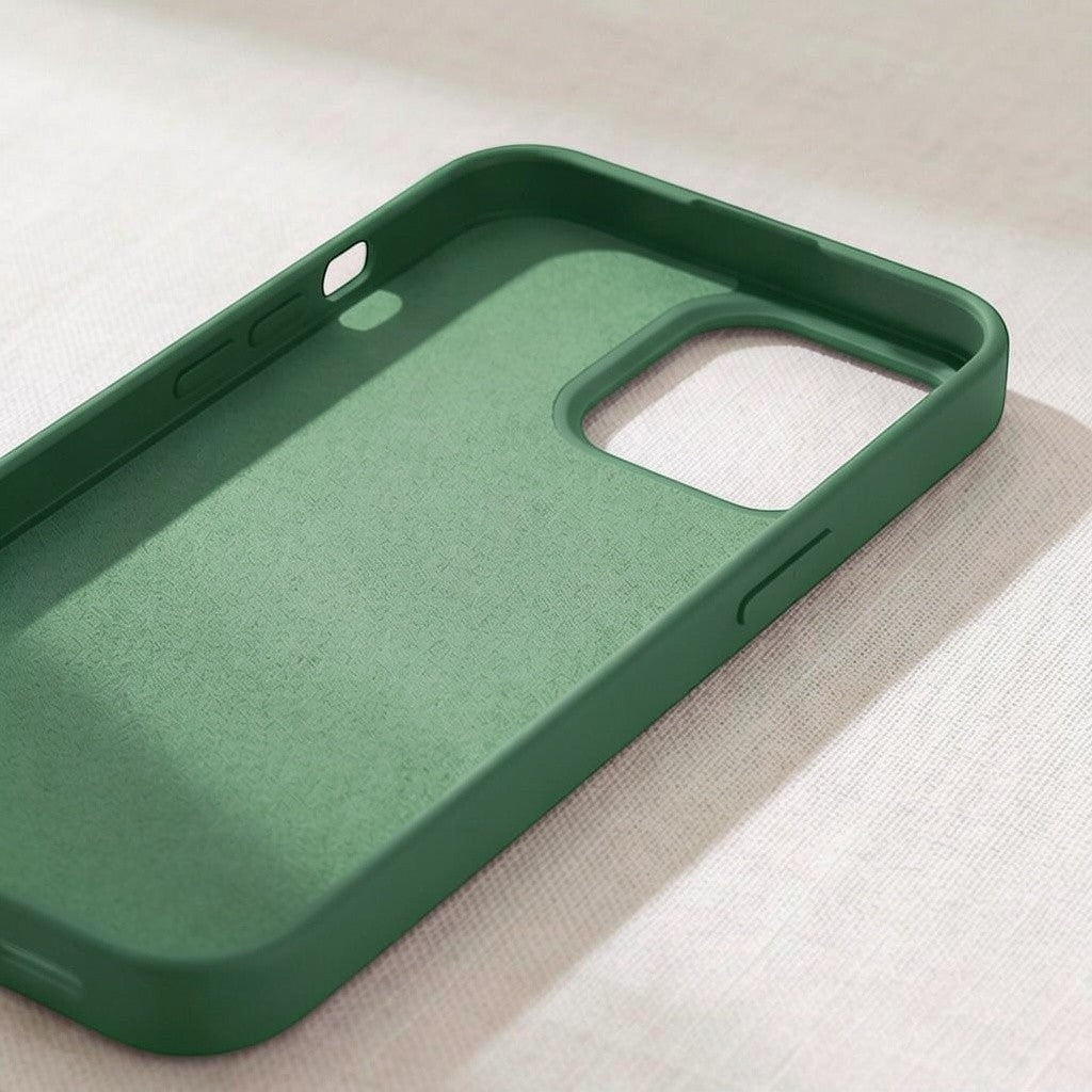 digitaley.co green silicone phone case with soft velvet lining and matte finish