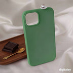 Green phone case with a 3D miniature Turkish coffee cup and chocolate charm. digitaley.co