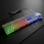 digitaley.co gaming keyboard and mouse set with rainbow RGB backlighting and honeycomb mouse design.
