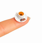 digitaley.co 3D miniature Turkish coffee cup with chocolate on a saucer, handmade phone accessory.