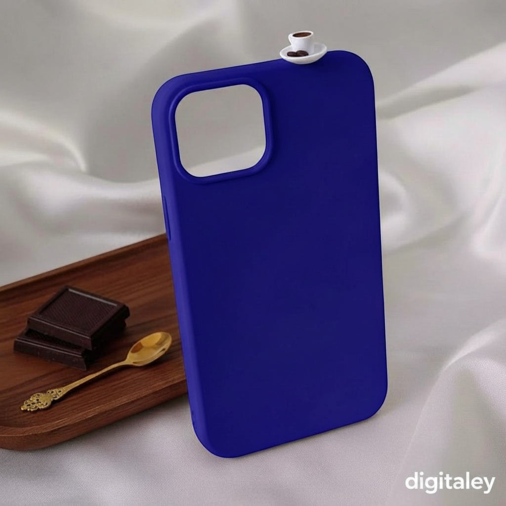 digitaley.co blue 3D miniature Turkish coffee cup phone case with chocolate and spoon