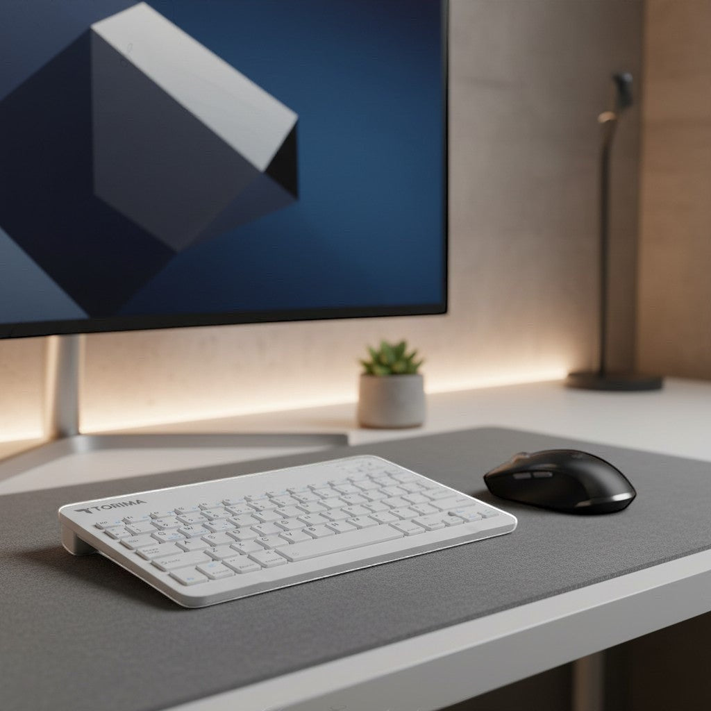 digitaley.co wireless keyboard and mouse set in white and black, perfect for a modern desk setup.