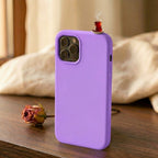 digitaley.co purple silicone iPhone case with a 3D tea glass motif on top. Slim-waist design.