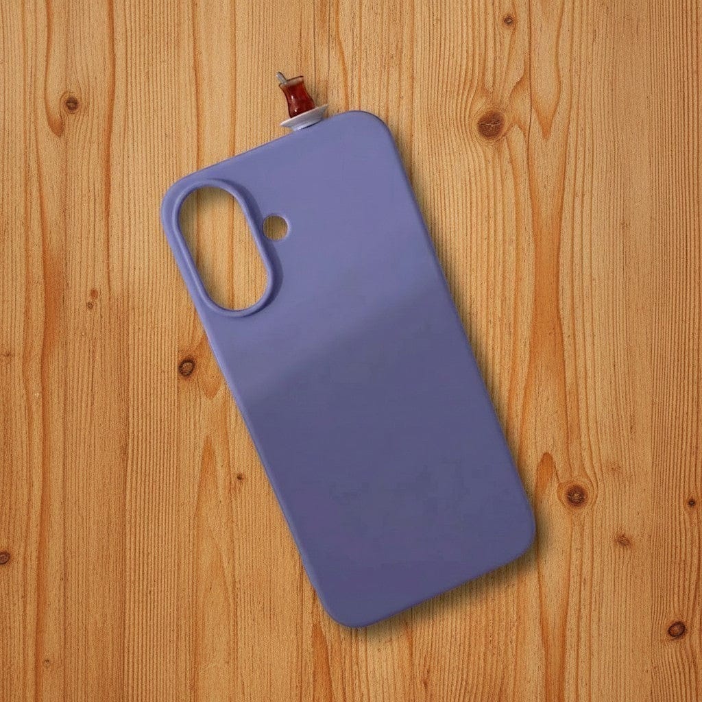 digitaley.co purple silicone iPhone case with a miniature tea glass motif on the camera bump.