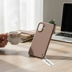 Digitaley.co coffee brown minimalist silicone phone case with velvet lining and raised camera protection.
