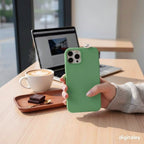 digitaley.co green iPhone case with 3D miniature Turkish coffee cup and chocolate charm.