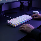 digitaley.co white compact 60% mechanical keyboard with vibrant RGB backlighting, ideal for gaming.