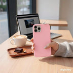 digitaley.co pink phone case with 3D miniature Turkish coffee cup and chocolate charm