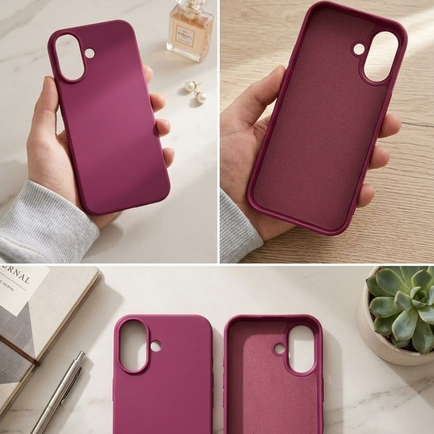 Velvet Guard: Premium Shockproof Silicone Case in Fuchsia