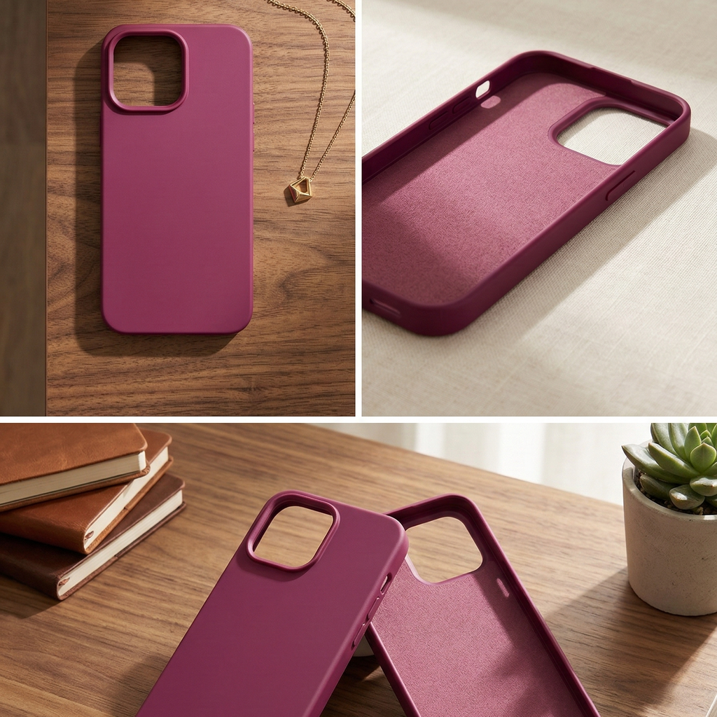 Velvet Touch: Premium Soft-Matte Silicone Case in Fuchsia